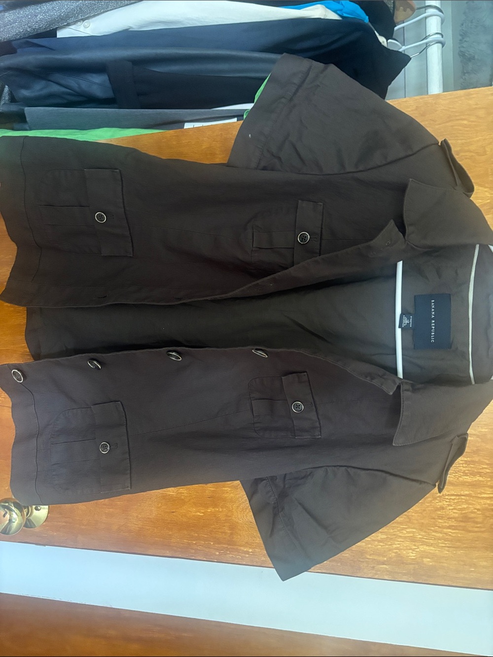Banana Republic Brown Short-Sleeve Shirt Jacket